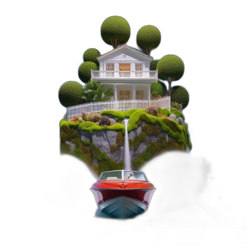 crown, tree, building, hat, 3d render, concept art, pixel art, photorealistic transparent PNG cut-out