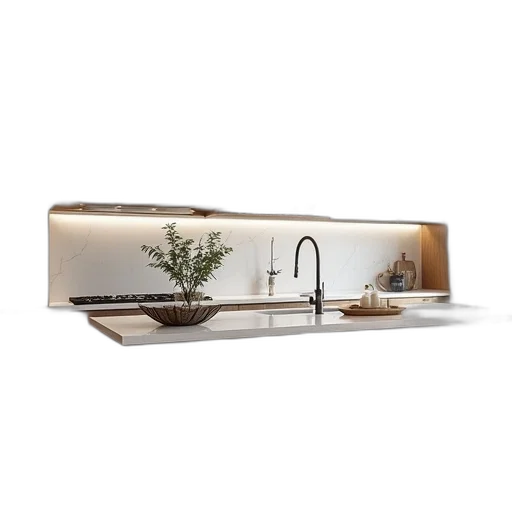 furniture, 3d render, photorealistic, earth tones, most, beautiful, kitchen, trends transparent PNG cut-out