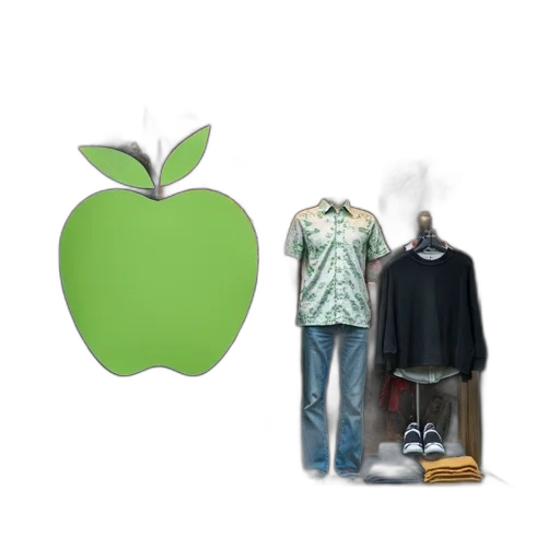 jacket, dress, jewelry, 3d render, vaporwave, concept art, photorealistic, green transparent PNG cut-out