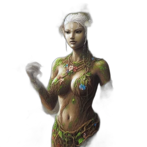 jewelry, staff, dress, fantasy art, concept art, pixel art, comic book art, earth tones transparent PNG cut-out