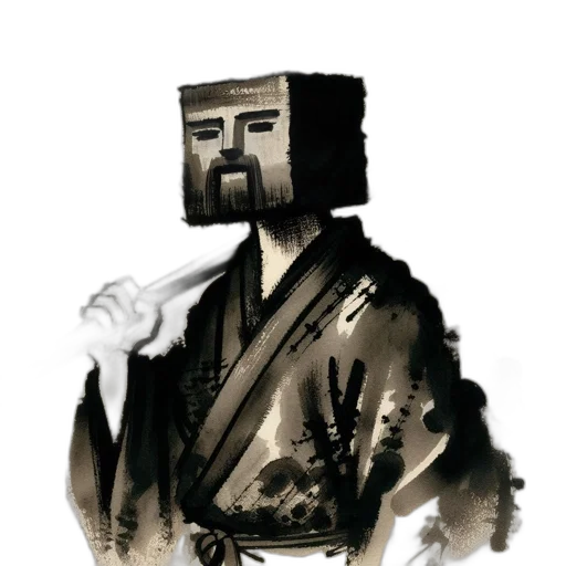 mask, robot, face, staff, concept art, fantasy art, pixel art, comic book art transparent PNG cut-out
