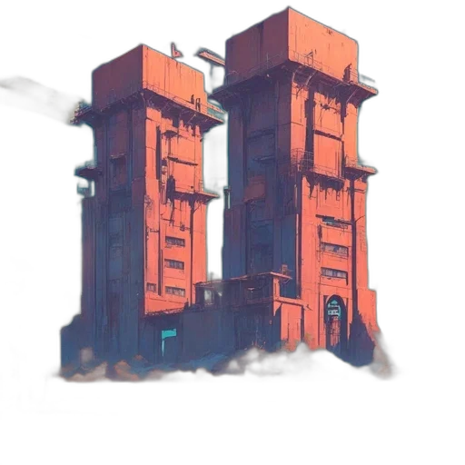 building, robot, weapon, furniture, concept art, cyberpunk, 3d render, pixel art transparent PNG cut-out