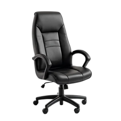 furniture, staff, 3d render, black, leather, office, chair, high transparent PNG cut-out