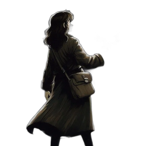 jacket, dress, staff, umbrella, concept art, watercolor, comic book art, photorealistic transparent PNG cut-out