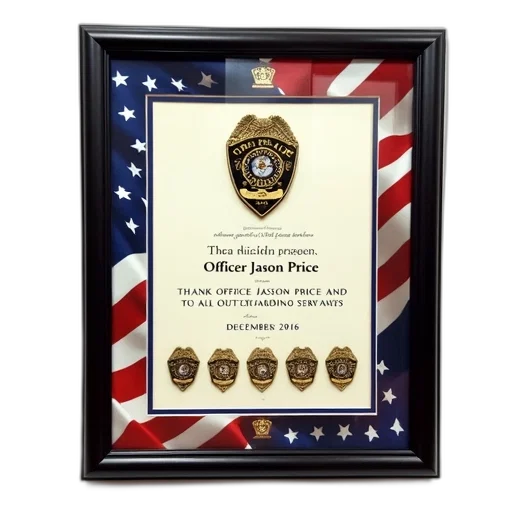 framed, certificate, glossy, finish, featuring, central, police, badge transparent PNG cut-out