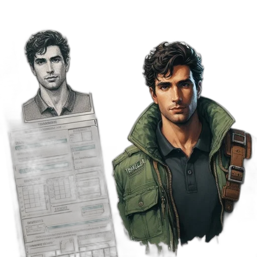 jacket, concept art, photorealistic, comic book art, fantasy art, earth tones, green, profile transparent PNG cut-out