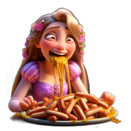 food, dress, 3d render, concept art, photorealistic, cartoon, young, woman transparent PNG cut-out