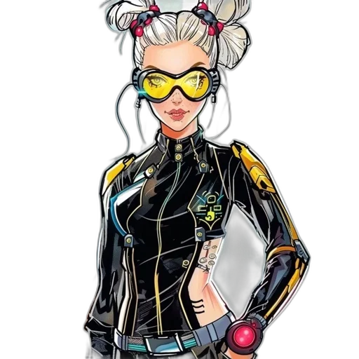jacket, cyberpunk, concept art, comic book art, cartoon, female, animated, character transparent PNG cut-out
