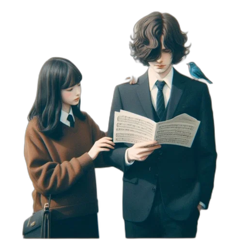 jacket, anime, concept art, photorealistic, comic book art, city street, snow, two transparent PNG cut-out
