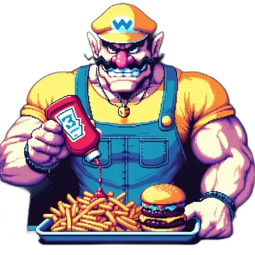 food, robot, animal, weapon, pixel art, vaporwave, concept art, comic book art transparent PNG cut-out