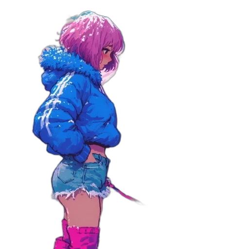 jacket, weapon, dress, cyberpunk, concept art, vaporwave, pixel art, neon lights transparent PNG cut-out