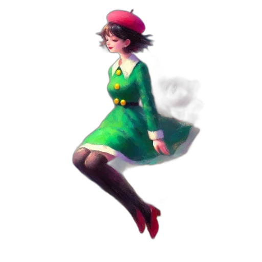 dress, hat, staff, crown, concept art, pixel art, 3d render, fantasy art transparent PNG cut-out