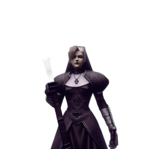 dress, staff, mask, concept art, 3d render, fantasy art, comic book art, dark transparent PNG cut-out