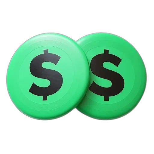 3d render, green, two, identical, frisbees, black, logo, one transparent PNG cut-out