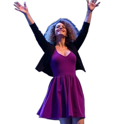 dress, staff, woman, purple, dancing, stage, her, arms transparent PNG cut-out