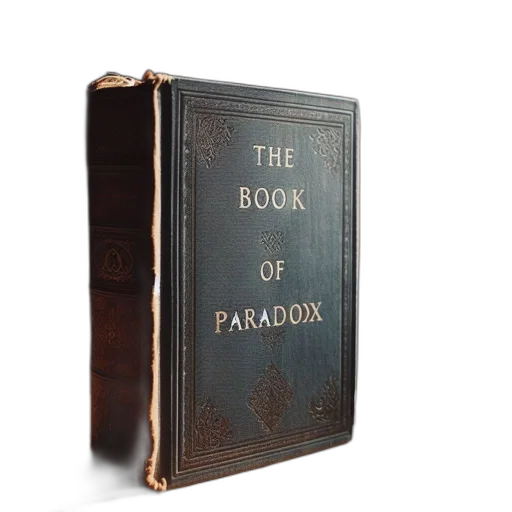 dark-spined, book, named, paradox, adorned, gold, leafing, lies transparent PNG cut-out