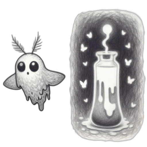 creature, jewelry, bottle, animal, concept art, fantasy art, pixel art, fog transparent PNG cut-out