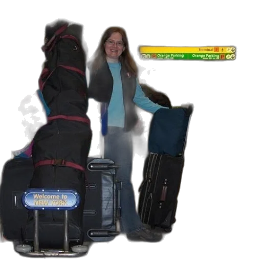 jacket, staff, woman, stands, airport, sign, says, welcome transparent PNG cut-out