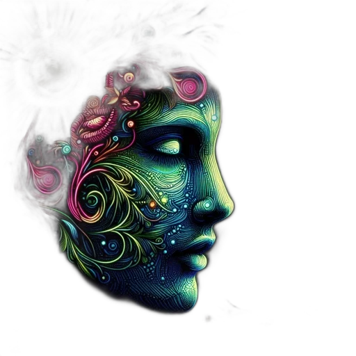 mask, face, crown, fantasy art, photorealistic, watercolor, concept art, outer space transparent PNG cut-out