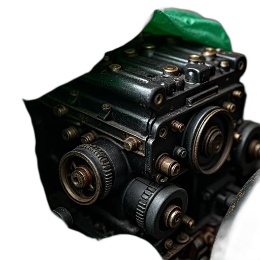 car, weapon, robot, mask, 3d render, photorealistic, concept art, green transparent PNG cut-out