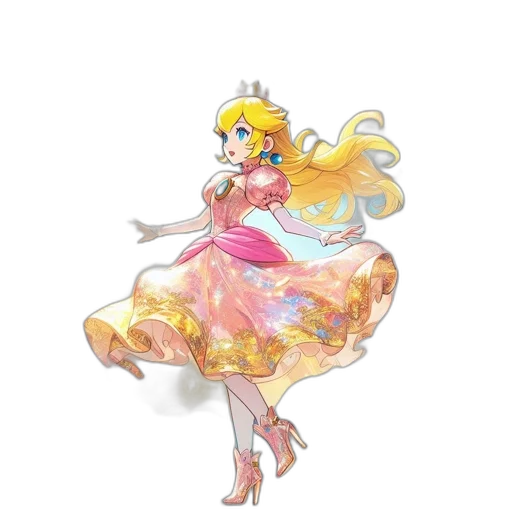 dress, crown, weapon, concept art, pixel art, fantasy art, watercolor, golden transparent PNG cut-out