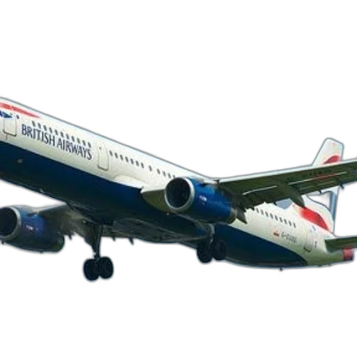 3d render, photorealistic, british, airways, airplane, flying, sky, landing transparent PNG cut-out