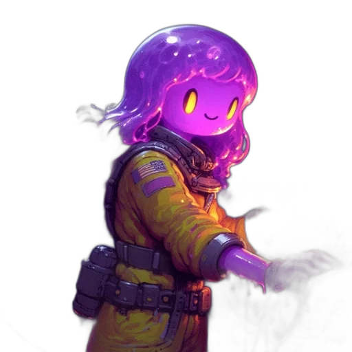 mask, staff, jacket, robot, concept art, cyberpunk, fantasy art, pixel art transparent PNG cut-out