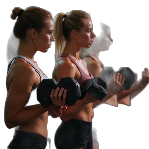 photorealistic, group, women, gym transparent PNG cut-out