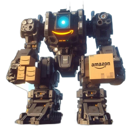 robot, weapon, 3d render, concept art, cyberpunk, imposing, mechanized, stands transparent PNG cut-out