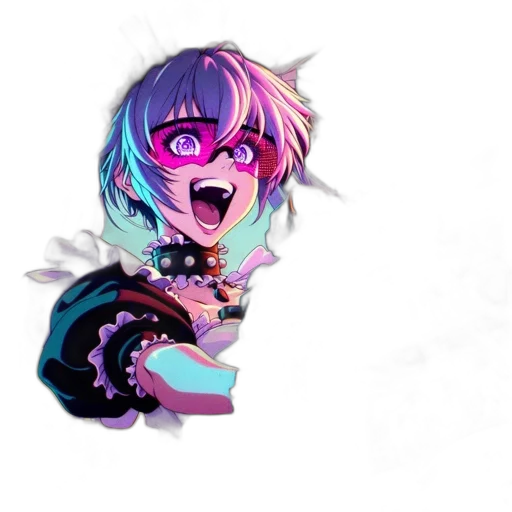 mask, jacket, face, creature, vaporwave, anime, pixel art, concept art transparent PNG cut-out