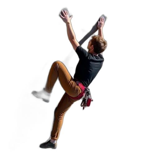 staff, shoes, 3d render, person, rock, climbing, steep, cliff transparent PNG cut-out