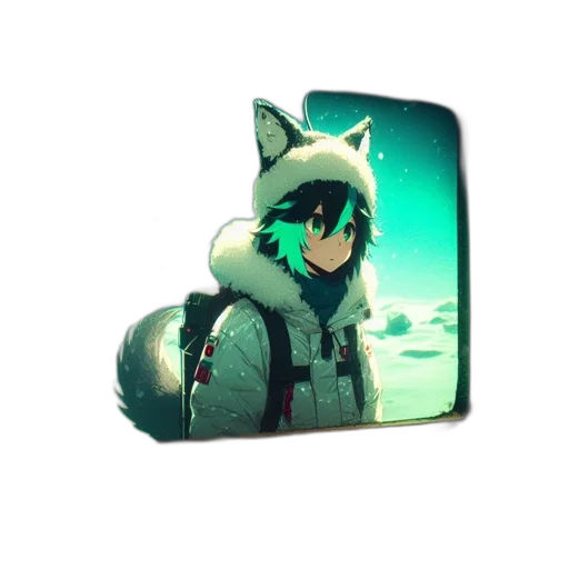 jacket, mask, animal, hat, pixel art, 3d render, concept art, fantasy art transparent PNG cut-out