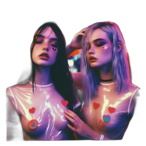 jacket, dress, jewelry, face, concept art, vaporwave, fantasy art, cyberpunk transparent PNG cut-out