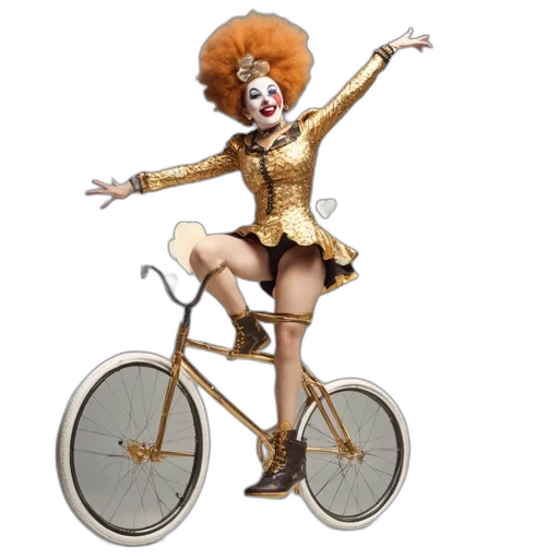 concept art, individual, donning, vivid, costume, rides, golden, bicycle transparent PNG cut-out