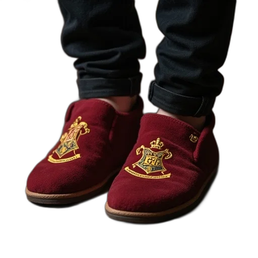 shoes, crown, 3d render, photorealistic, harry, potter, slippers transparent PNG cut-out