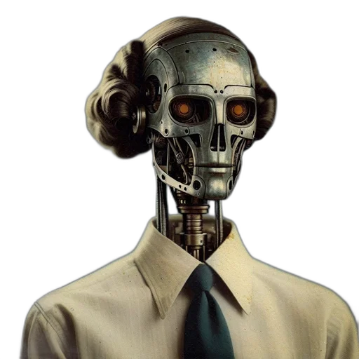 robot, face, mask, staff, concept art, cyberpunk, photorealistic, 3d render transparent PNG cut-out