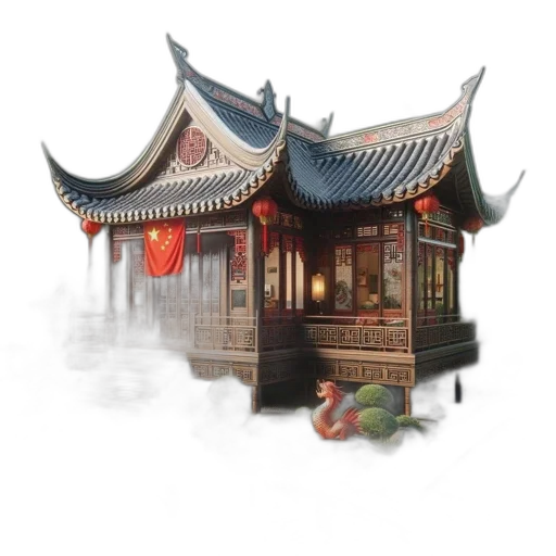 building, dragon, staff, concept art, photorealistic, 3d render, fantasy art, fog transparent PNG cut-out