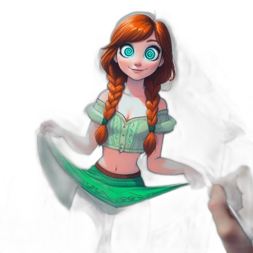 dress, staff, concept art, fantasy art, pixel art, 3d render, underwater, green transparent PNG cut-out