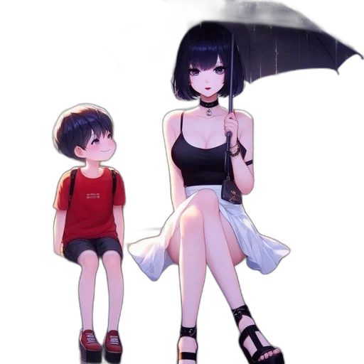 umbrella, dress, weapon, creature, concept art, anime, pixel art, watercolor transparent PNG cut-out