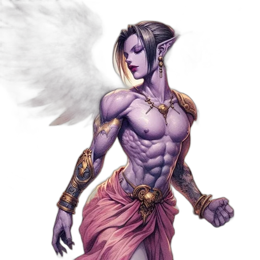 fantasy art, concept art, comic book art, pixel art, ethereal, winged, humanoid, figure transparent PNG cut-out