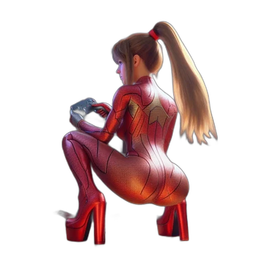 robot, dress, weapon, hair, concept art, pixel art, cyberpunk, comic book art transparent PNG cut-out