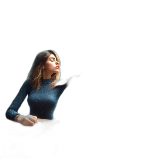 dress, staff, hair, weapon, concept art, 3d render, photorealistic, vaporwave transparent PNG cut-out
