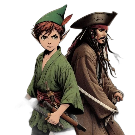 concept art, comic book art, fantasy art, pixel art, two, characters, one, young transparent PNG cut-out