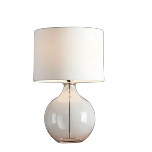 furniture, 3d render, white, lamp, clear, glass, base, shade transparent PNG cut-out