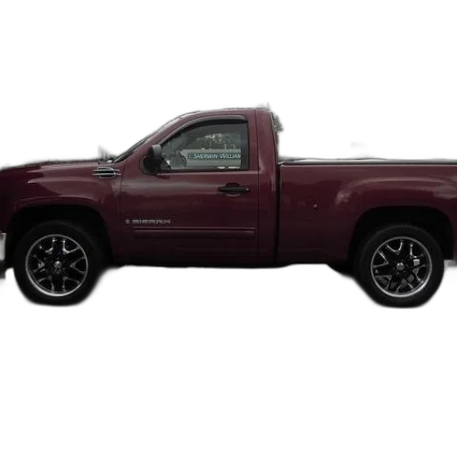 car, photorealistic, maroon, gmc, sierra, pickup, truck, parked transparent PNG cut-out