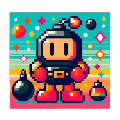 robot, pixel art, concept art, cyberpunk, comic book art, outer space, monochrome, colorful transparent PNG cut-out