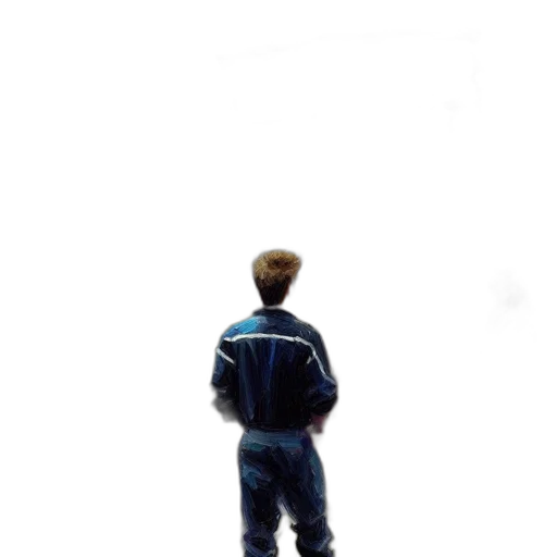 jacket, robot, staff, creature, pixel art, concept art, 3d render, photorealistic transparent PNG cut-out