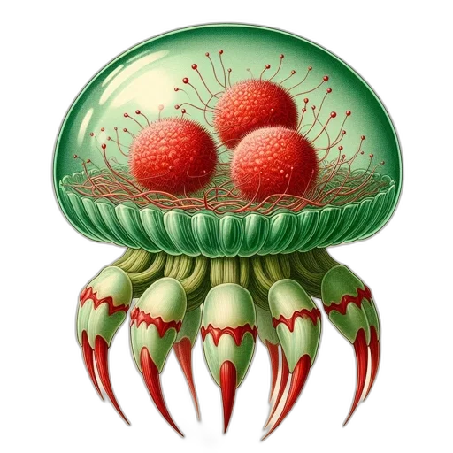 creature, food, crown, umbrella, concept art, 3d render, fantasy art, pixel art transparent PNG cut-out