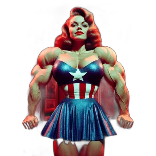 comic book art, concept art, 3d render, fantasy art, woman, captain, america-like, costume transparent PNG cut-out