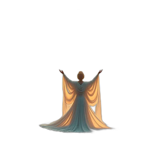 dress, crown, umbrella, staff, pixel art, concept art, fantasy art, 3d render transparent PNG cut-out